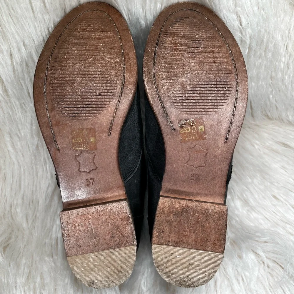 Free People Leather Slip On Oxford Shoe Distressed Gray (Sz 6) - Picture 4 of 6